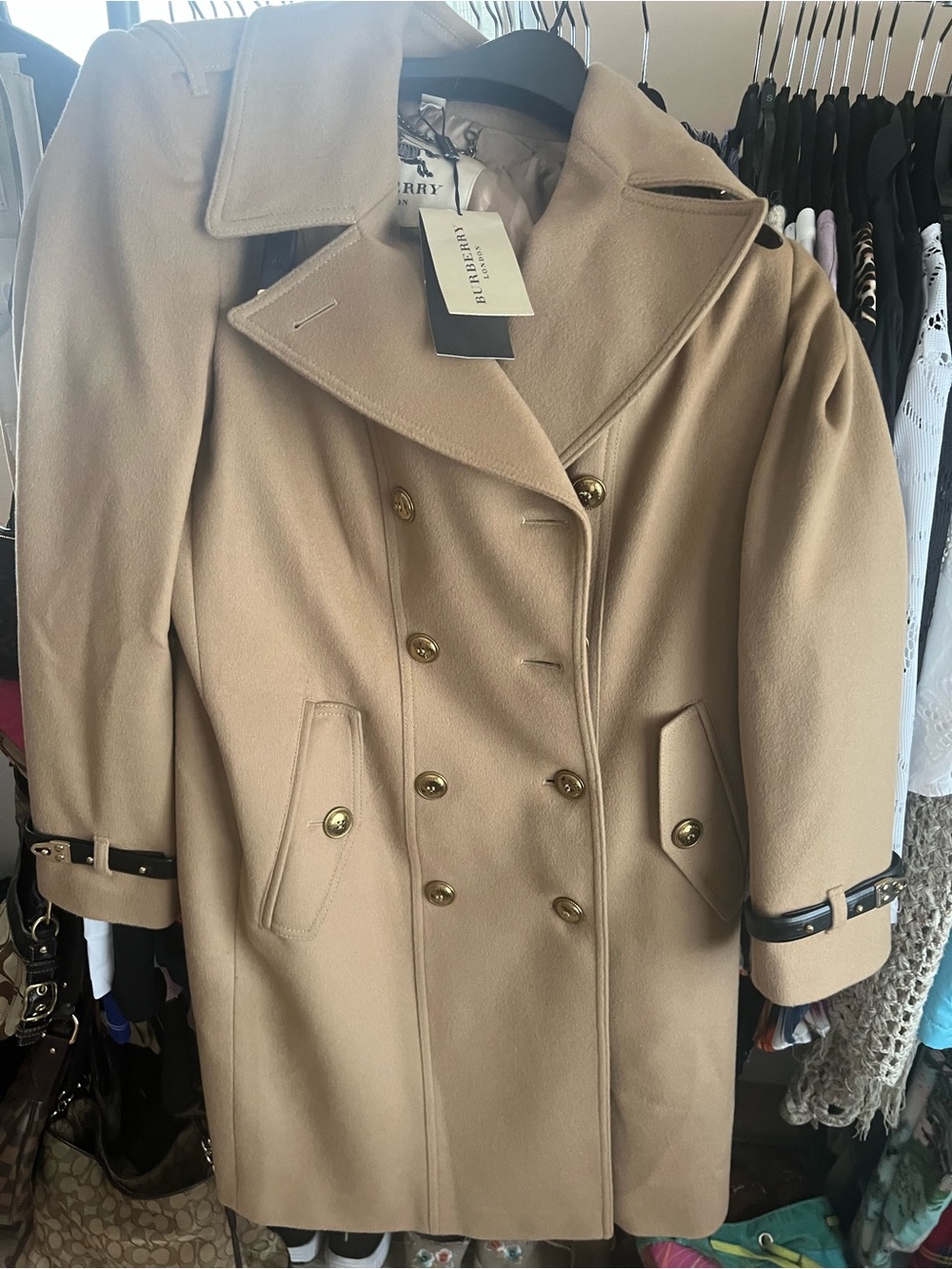 Burberry Chelsea Double-Breasted Trench Coat Beige Size 12 US